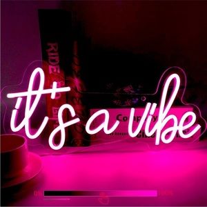It’s A Vibe Neon Pink Party Festival LED Light Wall Living Room Indoor Decor